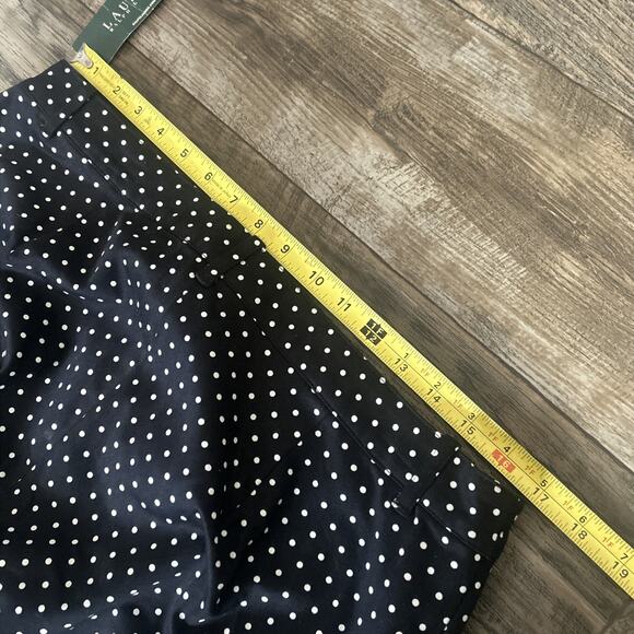 Lauren Ralph Lauren Black Pants Cropped Capri Size 12 Mini White Polka Dot NWT - Picture 5 of 7
